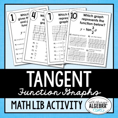 Graphs of Tangent Functions Math Lib Activity
