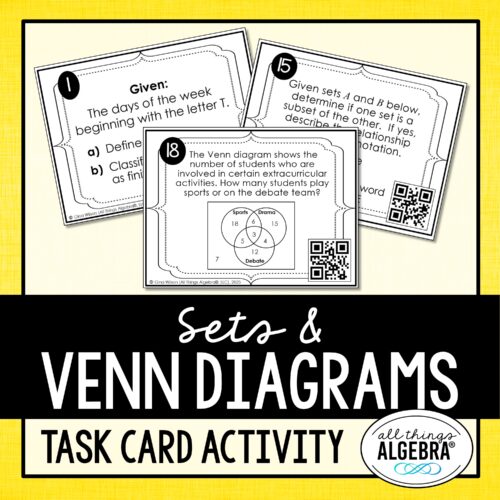 Sets and Venn Diagrams Task Cards