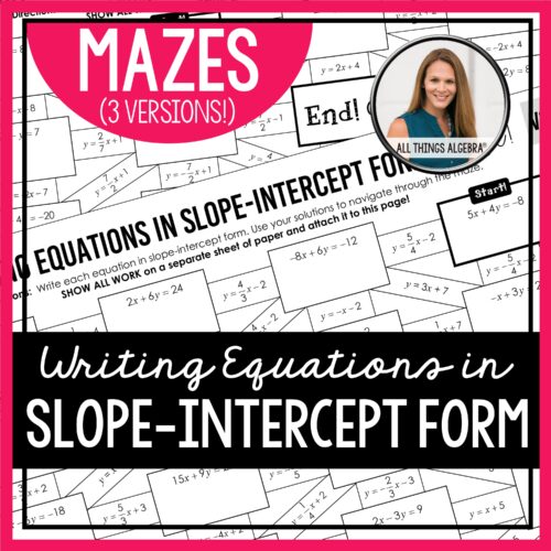 Writing Linear Equations in Slope-Intercept Form Mazes