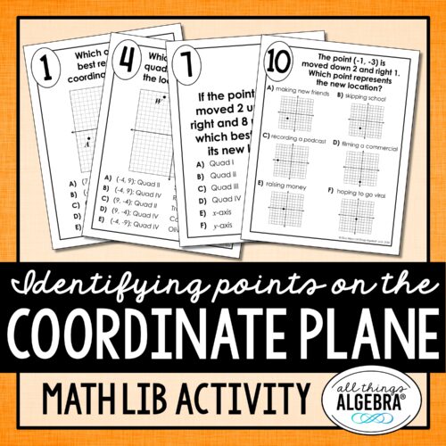 Coordinate Plane (Identifying Ordered Pairs) Math Lib Activity
