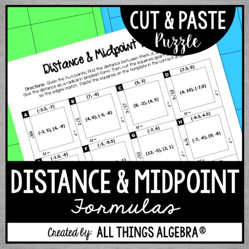 Distance and Midpoint Formula Cut and Paste Puzzle