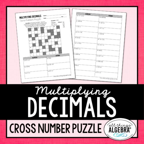 Multiplying Decimals Cross Number Puzzle