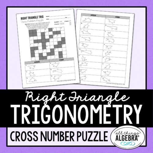 Right Triangle Trigonometry (Finding Sides & Angles) Cross Number Puzzle