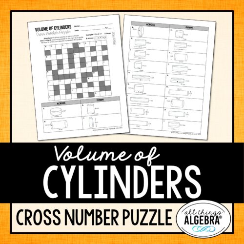 Volume of Cylinders Cross Number Puzzle