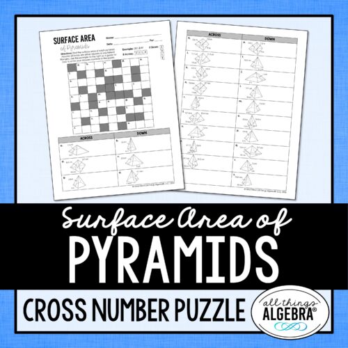 Surface Area of Pyramids Cross Number Puzzle