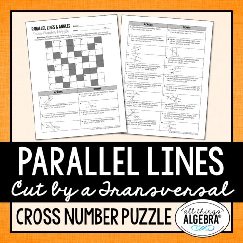 Parallel Line Cut by a Transversal Cross Number Puzzle