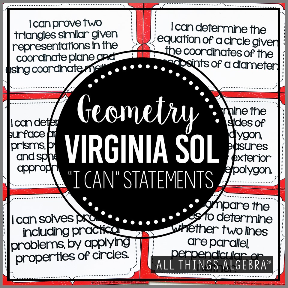 2023 Geometry Virginia SOL "I Can" Statements