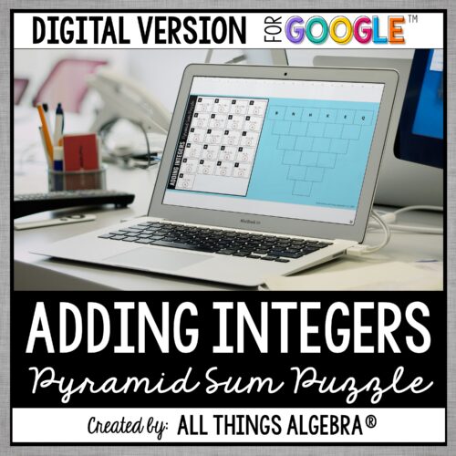 Adding Integers Digital Pyramid Sum Puzzle (for Google Slides™)