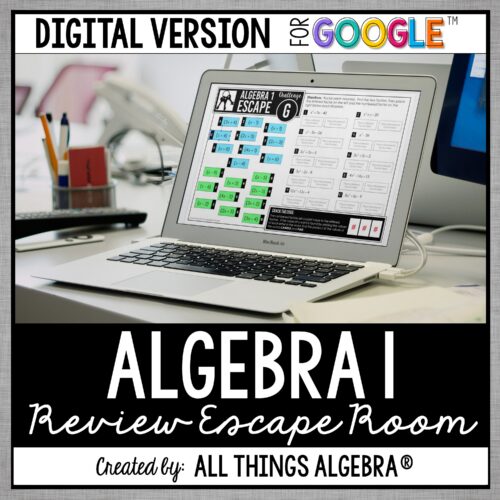 Algebra 1 End of Year EOC Review digital escape room for Google Slides