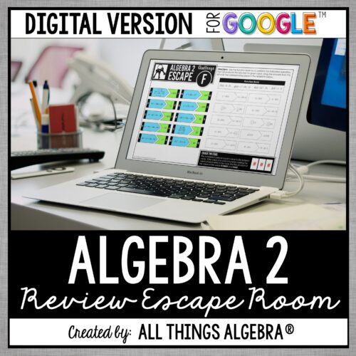 Algebra 2 End of Year EOC Review digital escape room for Google Slides