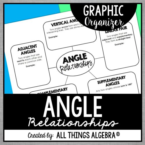 Angle Relationships Graphic Organizer free resource by All Things Algebra