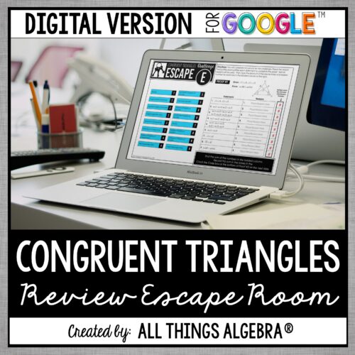 Congruent Triangles Review Digital Escape Room (for Google Slides™)