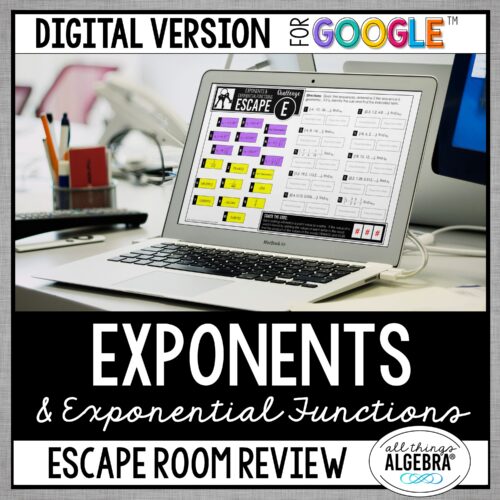 Exponents & Exponential Functions Review Digital Escape Room (for Google Slides™)