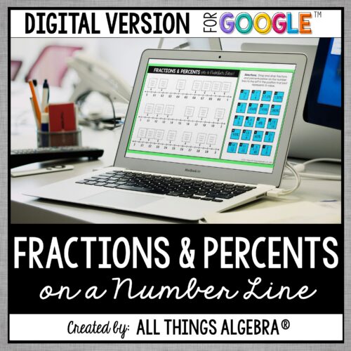 Fractions & Percents on a Number Line Digital Drag & Drop Activity (for Google Slides™)