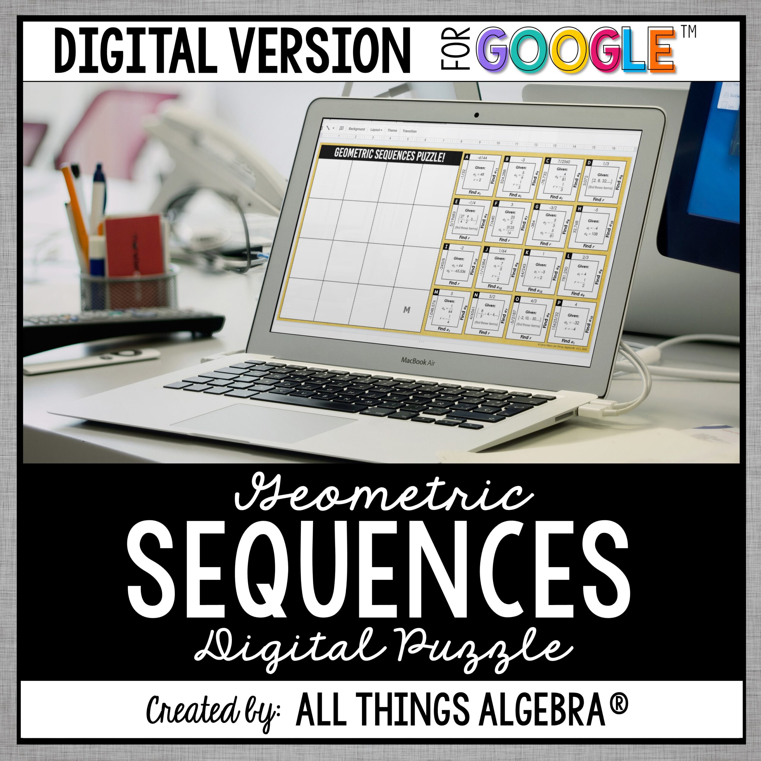Geometric Sequences Digital Puzzle (for Google Slides™)