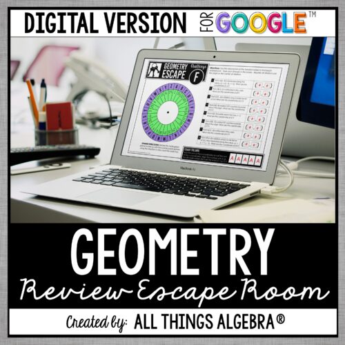 Geometry End of Year EOC Review digital escape room for Google Slides