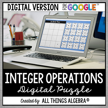 Integer Operations Digital Puzzle (for Google Slides)