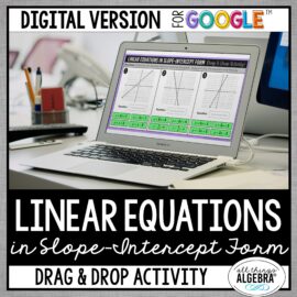 Linear Equations in Slope-Intercept Form digital drag and drop activity for Google Slides