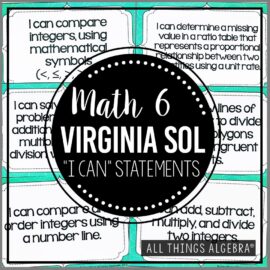 2023 Math 6 Virginia SOL "I Can" Statements