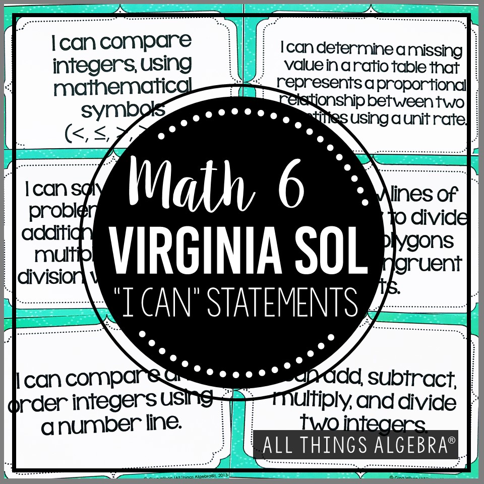 2023 Math 6 Virginia SOL "I Can" Statements