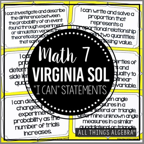 2023 Math 7 Virginia SOL "I Can" Statements