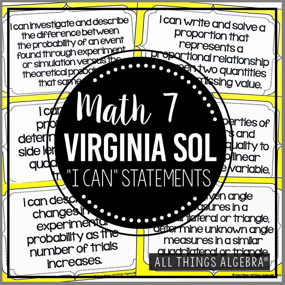 2023 Math 7 Virginia SOL "I Can" Statements