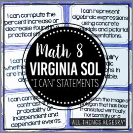 2023 Math 8 Virginia SOL "I Can" Statements