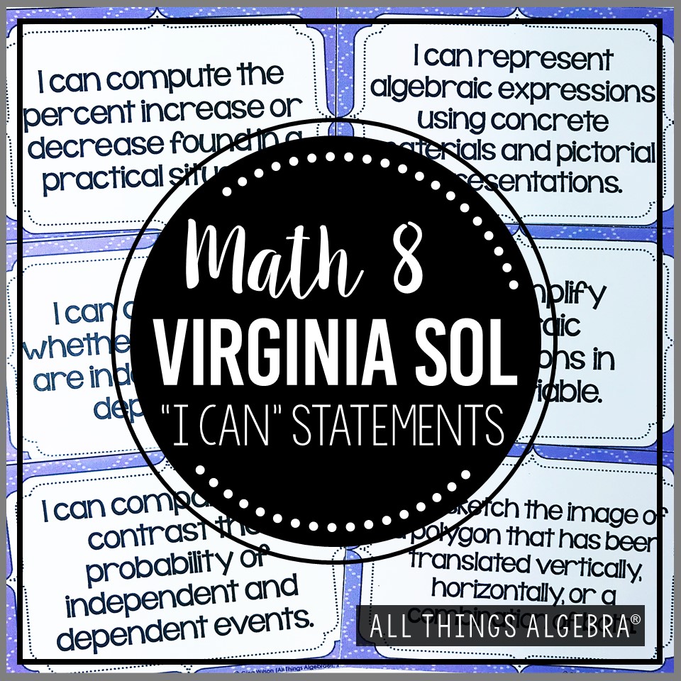 2023 Math 8 Virginia SOL "I Can" Statements