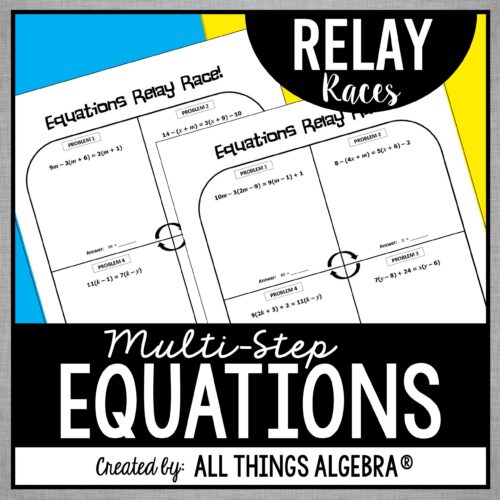 Multi-Step Equations Relay Race free resource by All Things Algebra