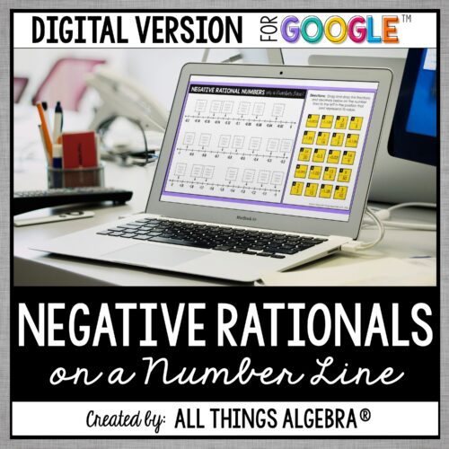 Negative Rational Numbers on a Number Line digital drag and drop activity for Google Slides