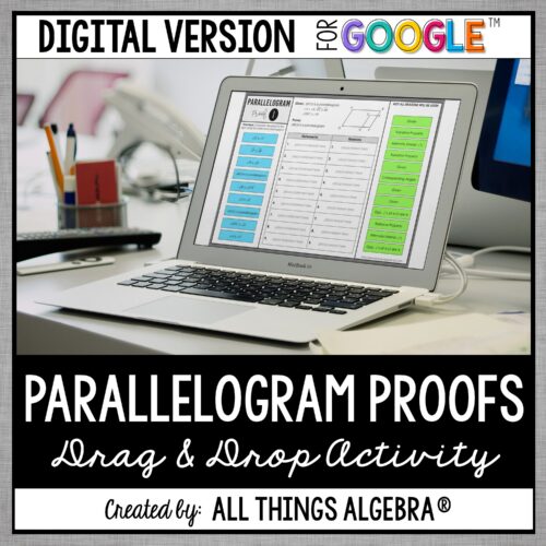 Parallelogram Proofs digital drag and drop activity for Google Slides