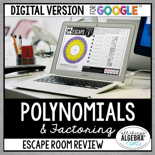 Polynomials & Factoring Review digital escape room for Google Slides