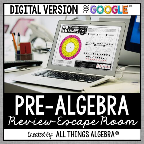 Pre-Algebra End of Year Review digital escape room for Google Slides