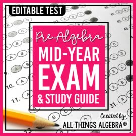 Pre-Algebra First Semester Test (Midterm) & Study Guide
