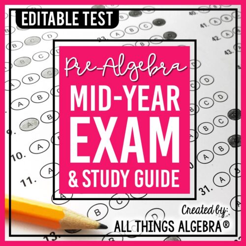 Pre-Algebra First Semester Test (Midterm) & Study Guide