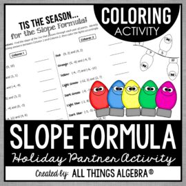 Slope Formula Holiday Coloring Activity free resource by All Things Algebra