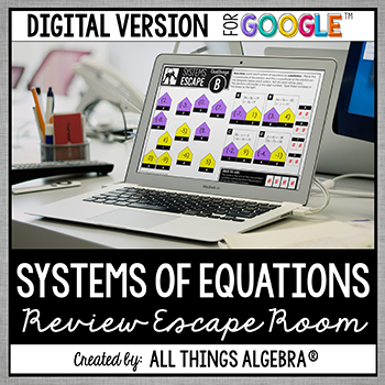 Systems of Equations & Inequalities Review Digital Escape Room (for Google Slides™)
