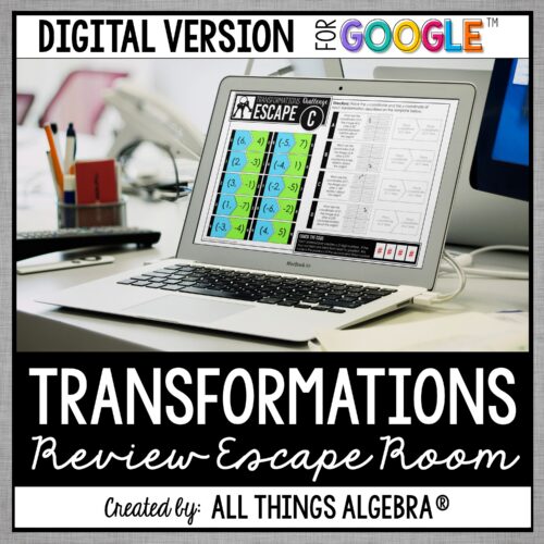 Transformations Review digital escape room for Google Slides